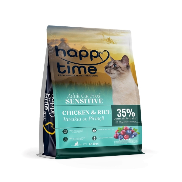 HAPPY TİME SENSİTİVE TAVUKLU KEDİ MAMASI 1.5 KG