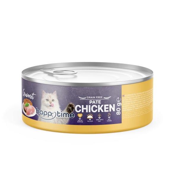 HAPPY TİME TAVUKLU EZME YETİŞKİN KEDİ KON.80GR*24