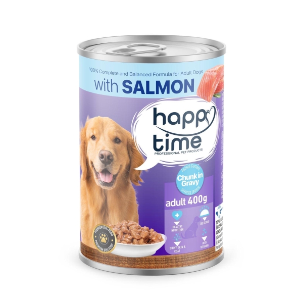 HAPPY TİME YETİŞKİN KÖPEK SOMONLU KONSERVE 400GR*12
